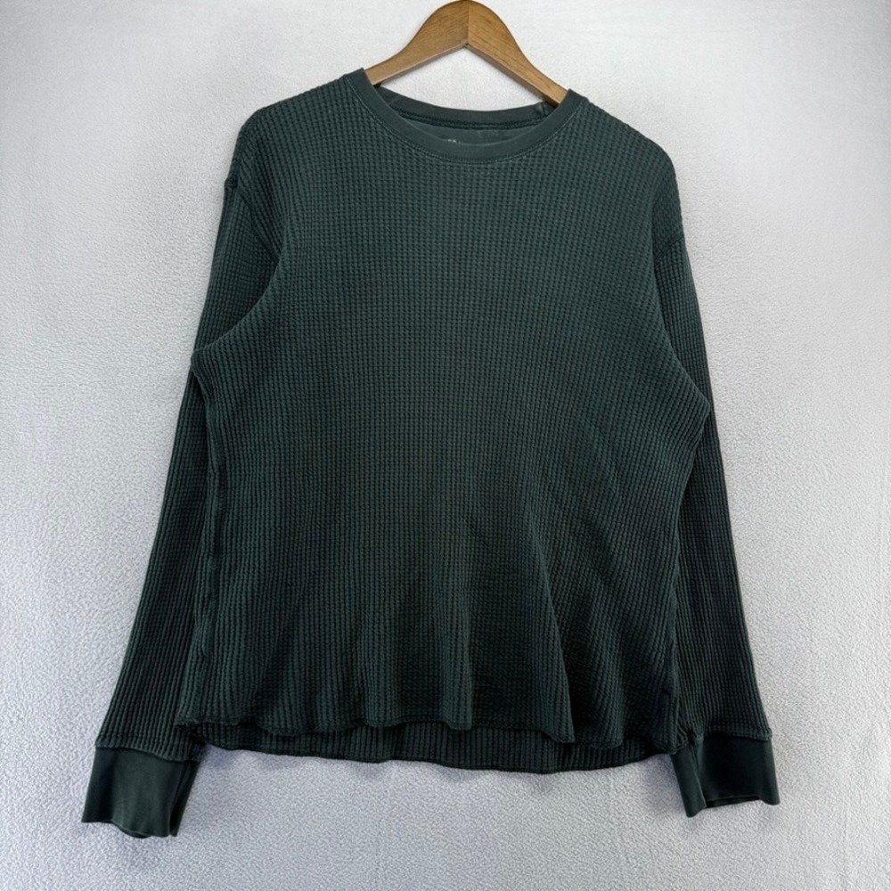 Vintage Gap Thermal Shirt men's XL Green Athletic Fit Grunge Muscle Waffle y2k